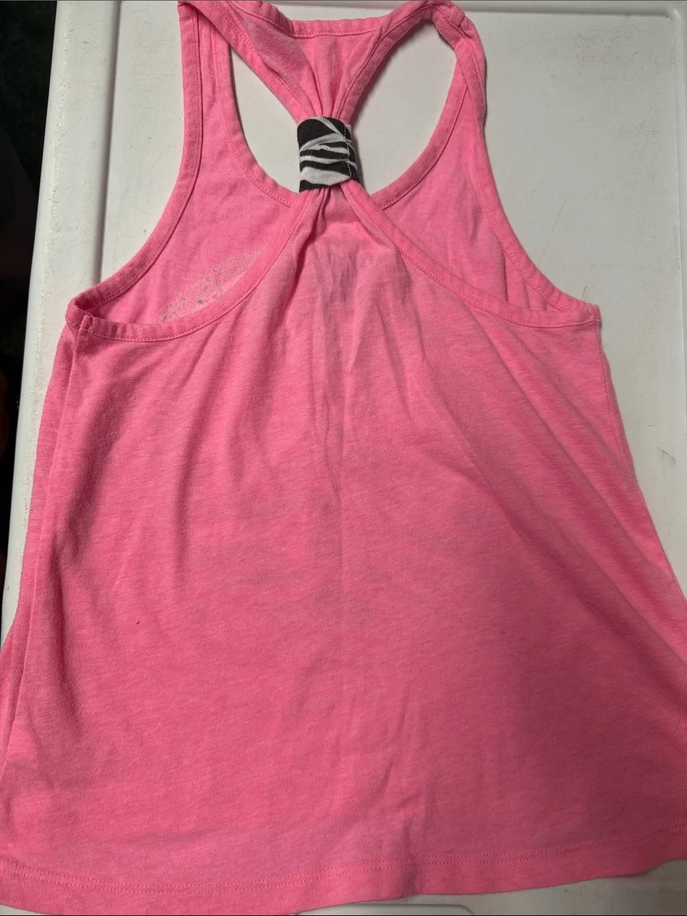 Justice Pink Tank Top with Black & Silver Sequin Peace Sign